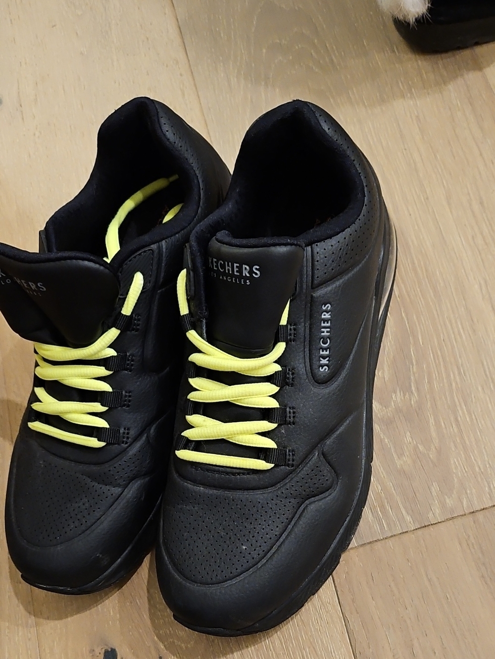 Skechers Black Sneakers with Yellow Laces